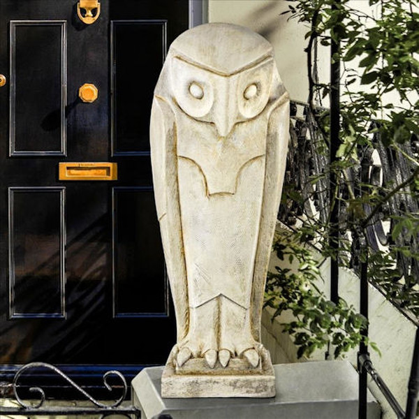 Polar Owl Sentinel Art Deco Cubist Bird Statue